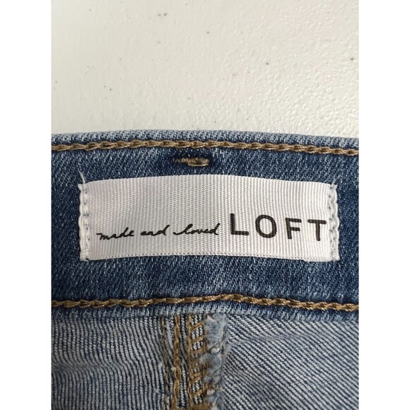 Loft Women's Curvy Skinny Jeans Boho Painted Floral Distressed Size 27 / 4 - Picture 5 of 10